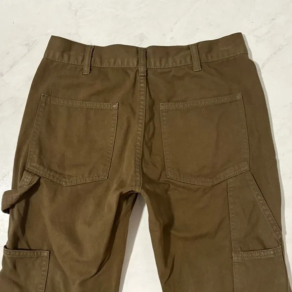 Brandy Melville John Galt Size Small Olive Green Cargo Flare Leg Jeans Utility - Picture 4 of 6